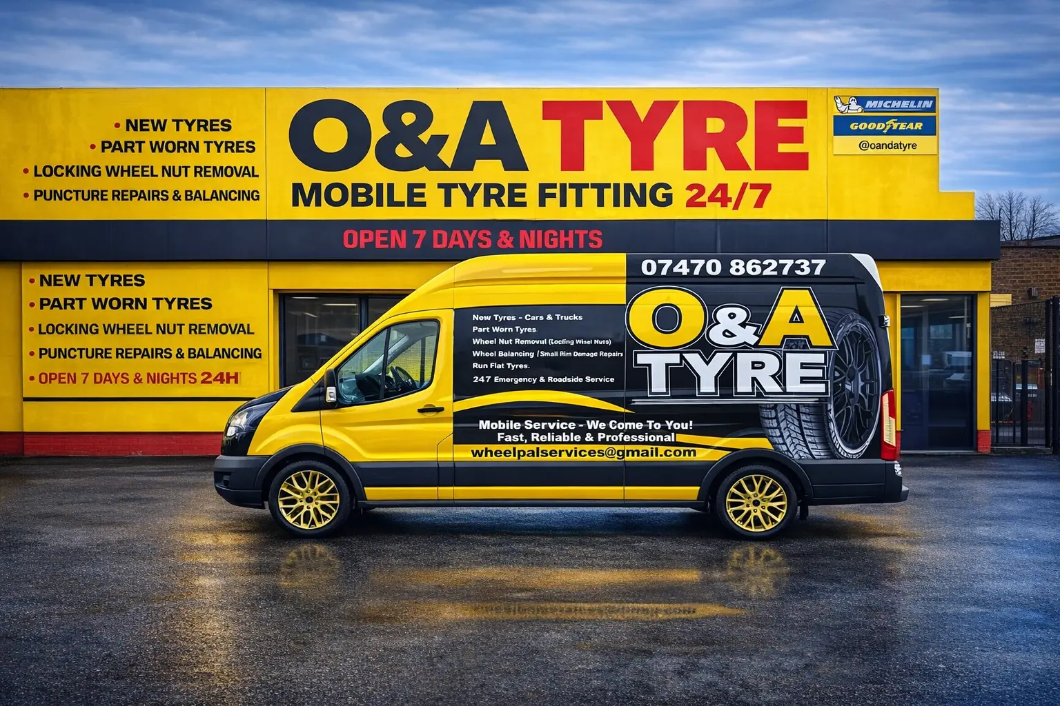 O&A Tyres mobile tyre fitting in Stockport